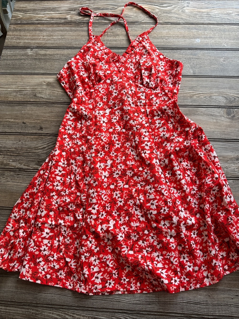 Zaful dress Red Floral Sundress Spaghetti Straps new small